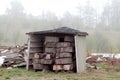 A log storage on the field