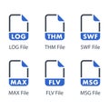 LOG, THM, SWF, MAX, FLV, MSG, File icon Royalty Free Stock Photo