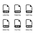 LOG, THM, SWF, MAX, FLV, MSG, File icon Royalty Free Stock Photo