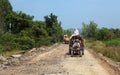 Log truck on an under construction road