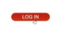 Log in web interface button clicked with mouse cursor, wine red, application Royalty Free Stock Photo