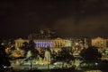 Logan Circle and the Free Library of Philadelphia at Night Royalty Free Stock Photo