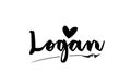 Logan name text word with love heart hand written for logo typography design template