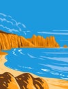 Logan Rock on Treen Cliff in Cornwall England Uk Art Deco Wpa Poster Art Royalty Free Stock Photo