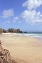 Logan's Rock from Pedn Vounder Beach