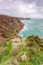 Logans rock near porthcurno in Cornwall england uk.