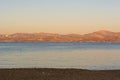 Logaras beach on Paros island. View of the Naxos coast. Royalty Free Stock Photo