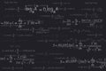 Logarithmic, derivative, trigonometric, logarithmic, hyperbolic and inverse equations and formulas on a black background