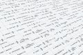 Logarithmic, derivative, trigonometric, logarithmic, hyperbolic and inverse equations and formulas on perspective grid background
