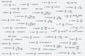 Logarithmic, derivative, trigonometric, logarithmic, hyperbolic and inverse equations and formulas on graph paper background