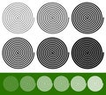 Logarithmic spirals with thinner and thicker lines