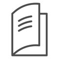 Logbook line icon. Paper diary or daybook silhouette symbol, outline style pictogram on white background. Educational