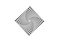 Dotted Spiral Vortex Rhombus Gradient halftone circle pattern. Logo Design. Vector illustration of Spiral Monochrome Dots isolated