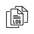 Black line icon for Logfile, file and storage Royalty Free Stock Photo