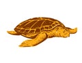 Loggerhead Sea Turtle or Caretta Caretta Front View WPA Art