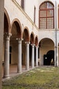 Loggia, Arches and Corridor of the Medieval Fortress of the Rossi in San Secondo, Parma - Italy