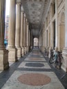 Loggia with striped columns to Rome in Italy.