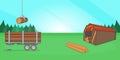 Logging banner horizontal, cartoon style