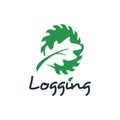 Logging logo design wood cutting industry. nature element vector sawmill