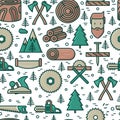 Logging and lumberjack with beard seamless pattern Royalty Free Stock Photo