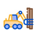 Logging machine icon vector outline illustration