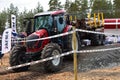 A logging truck in action carrying logs