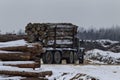 logging truck carries a roundwood