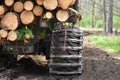 Logging Truck with Chains on the Tires Royalty Free Stock Photo