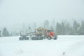 Logging truck on icy road Royalty Free Stock Photo