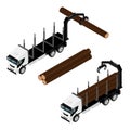 Logging truck isometric view isolated on white background Royalty Free Stock Photo