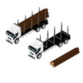 Logging truck isometric view isolated on white background Royalty Free Stock Photo