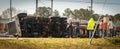 March 10, 2017:Carrboro, NC USA -logging truck turned over on highway