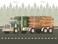 Logging Truck With Timber Wood Harvesting Concept