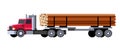 Logging truck transporting wooden logs