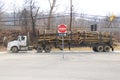 Logging truck. Truck carrying wood or log. Royalty Free Stock Photo