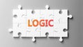 Logic complex like a puzzle - pictured as word Logic on a puzzle pieces to show that Logic can be difficult and needs cooperating