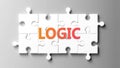Logic complex like a puzzle - pictured as word logic on a puzzle pieces