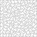 Logic creative puzzle linear template with thin vector lines for cutting