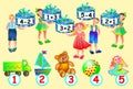 Logic exercise for children. Which gift each child receives?