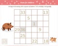 Logic game for children and adults. Place in empty cells horizontally and vertically a sequence of numbers from 1 to 36