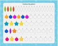 Logic game for children. Continue the pattern of Christmas tree decorations in the sequence presented in the sample