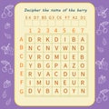 Logic game for children. Decipher the name of the berry Royalty Free Stock Photo