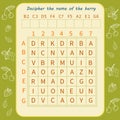 Logic game for children. Decipher the name of the berry Royalty Free Stock Photo