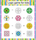 Logic game for children. Find and color the missing parts. Worksheet