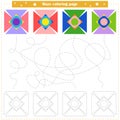 Logic game for children. Go through the maze and color the figure according to the pattern