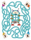 Logic game for kids with cute robot. Maze for children. Educational game for kids