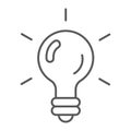 Logic game thin line icon, game and play, light bulb sign, vector graphics, a linear pattern on a white background. Royalty Free Stock Photo