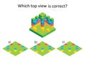 Logic game. Which top view is correct? IQ training test. Vector Royalty Free Stock Photo