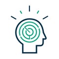 Logic games concept, creative thinking, head maze line icon