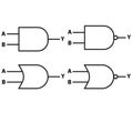 Logic gate AND and NAND Gate icon. logic gate OR and NOR Gate icon. flat style